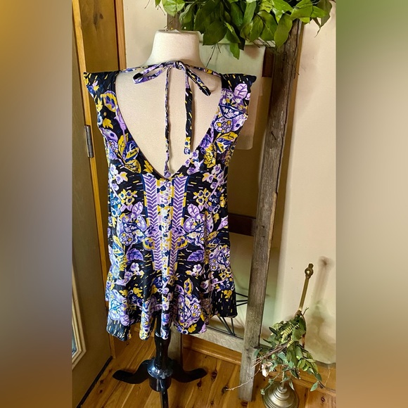 ✨Free People Linen & Viscose Ruffle Sleeveless V Back Dress/Tunic✨ - Picture 1 of 11